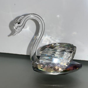 Crystal Iridescent Swan, Iridescent Art Glass Swan, Swan Figure, 2 1/2&quot; Swan Iridescent Crystal, Swarovski Swan Figure, Good