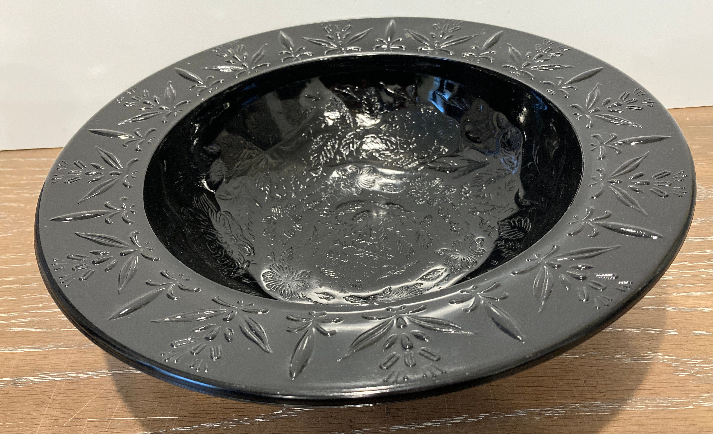 Vintage LE Smith Black Compote Bowl Black Tri Footed 11 Etsy