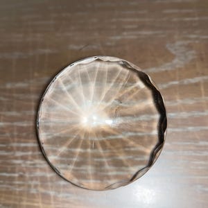 Vintage Flat Diamond Paperweight, Flat Diamond Paperweight, 3&quot; Round Cut Clear Paperweight, Faceted Round Paperweight, Mint