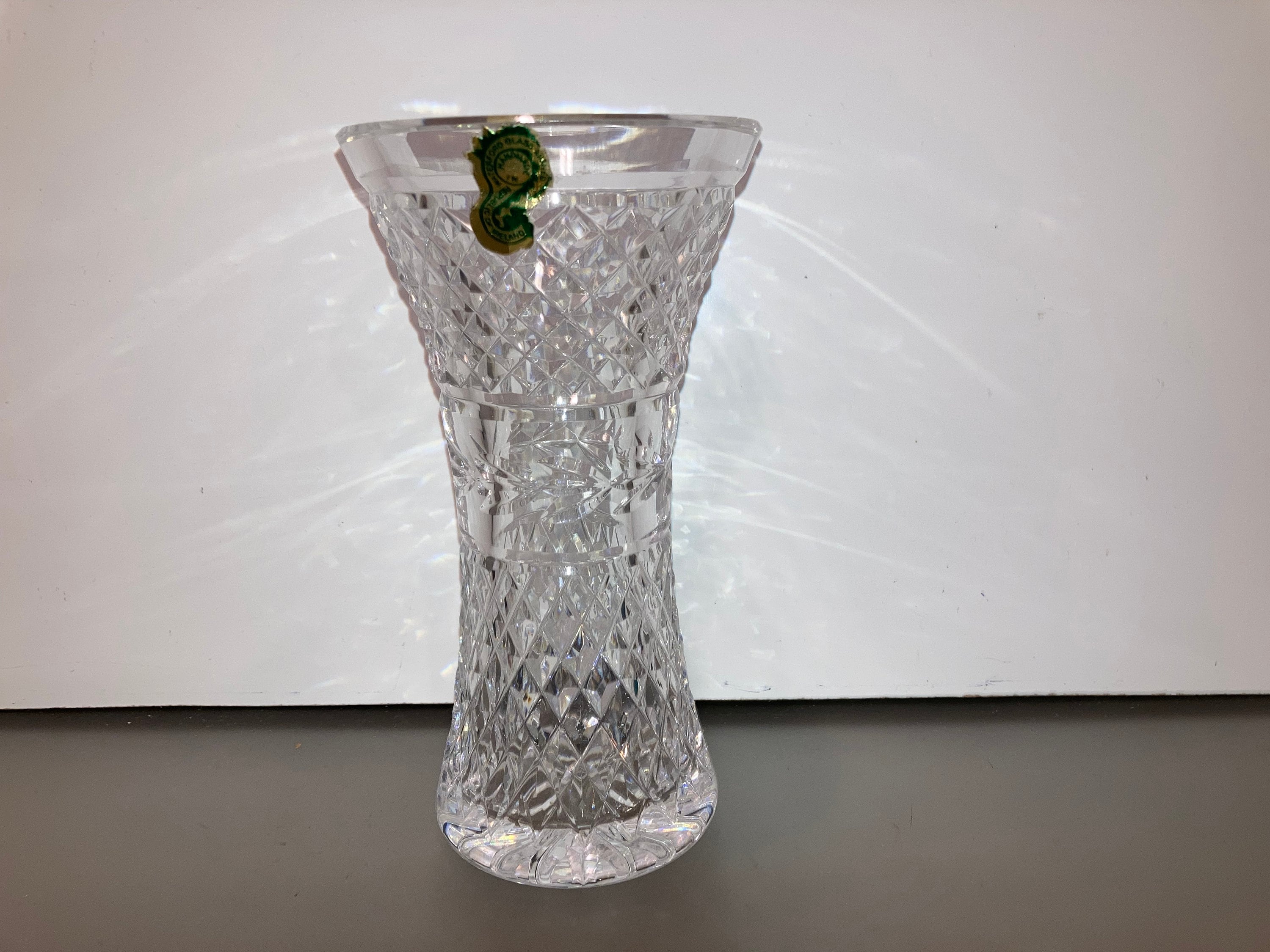6" Vintage Retired Waterford Glandore Vase, Waterford Flared Top Glandore Vase, Waterford Irish Lead Diamond Cut Crystal Glandore, Mint