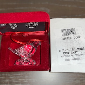 Vintage Waterford 1996 Turtle Dove, 12 Days of Christmas, Waterford Turtle Dove Ornament, Waterford 817 106 0022, Signed Waterford, in Box