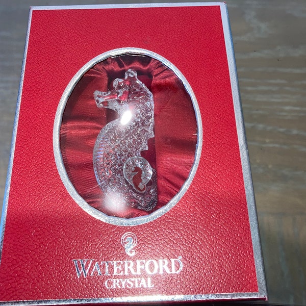 Waterford Crystal Seahorse Ornament, Waterford Ornament Seahorse, Waterford Seahorse Ornament Red Label, Waterford Christmas in the Box
