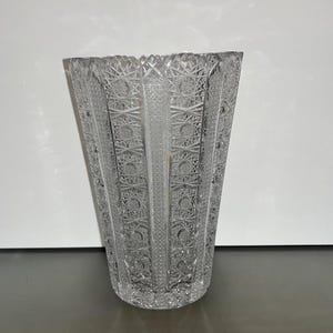 Antique American Brilliant Flower Vase, 8&quot; ABP Pinwheel Cut Glass Vase, Antique Sharp Cut Vase, Sharp Cut Glass Stars Vase, Excellent
