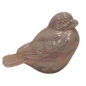 Fenton Opalescent Pink Glass Song Bird, Fenton Pink Iridescent Bird, Signed Fenton Song Bird, Fenton Opalescent Pink Song Bird