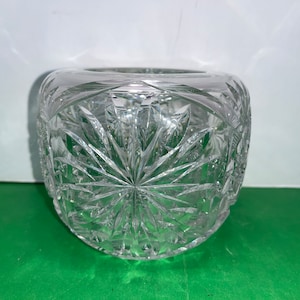 Antique American Brilliant Rose Vase, 4&quot; ABP Stars Cut Glass Vase, Antique Cut Glass Flower Vase, Large Sharp Cut Glass Vase, Good