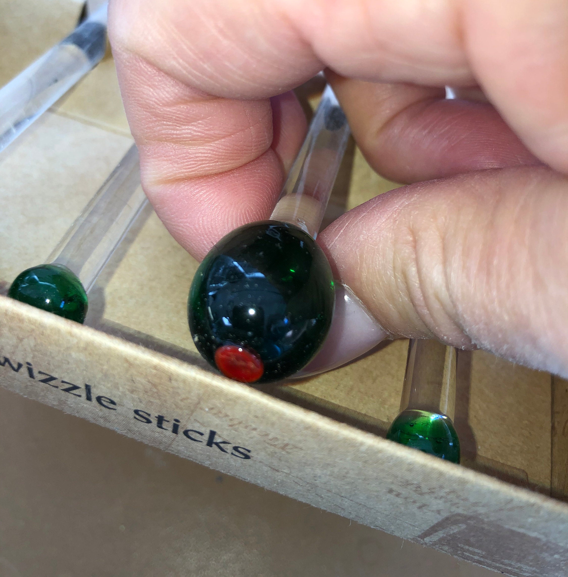 4 Mid Century Glass Olive Swizzle Sticks Pier 1 Olive Bar Etsy