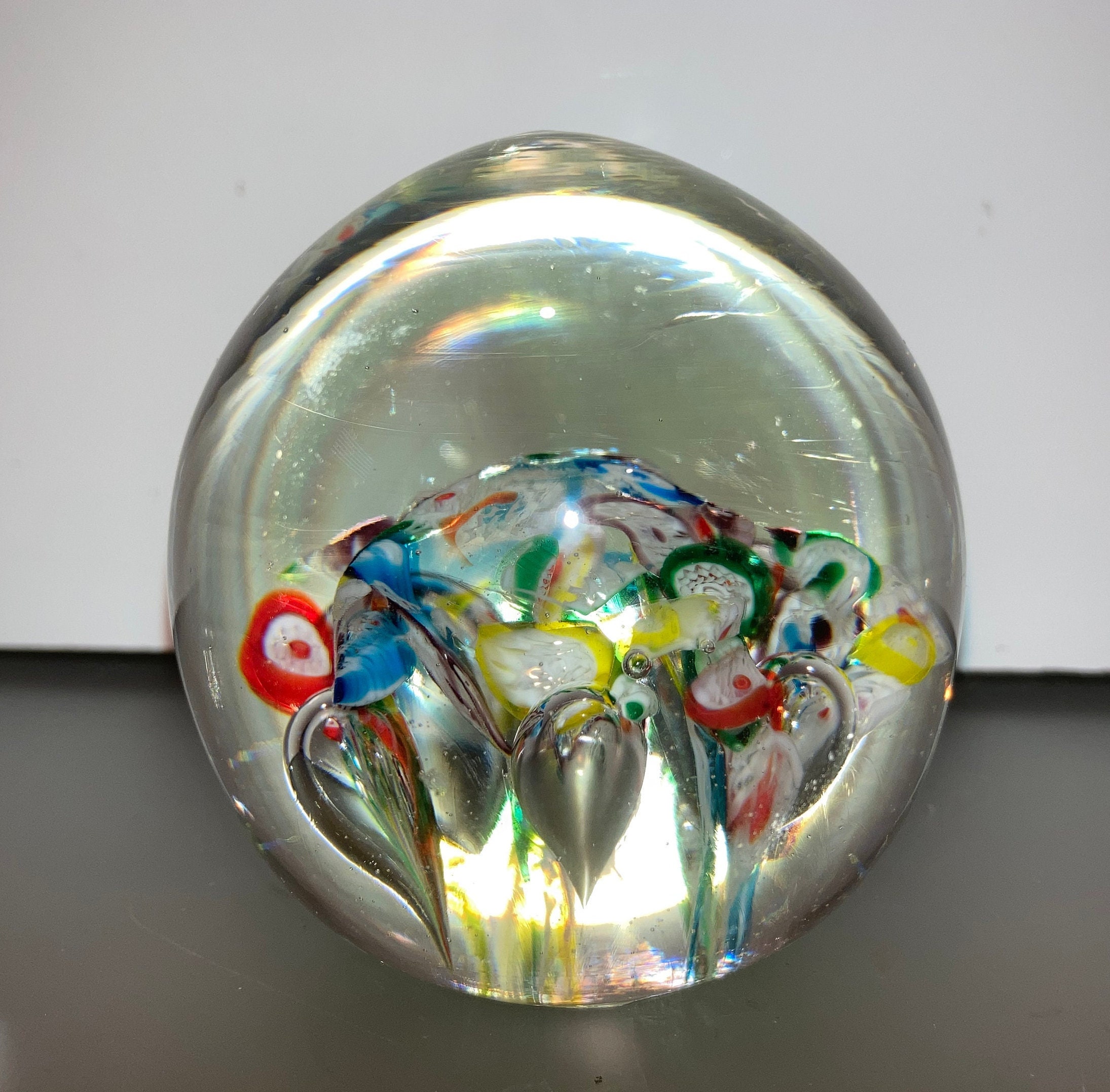 Vintage Japan Ribbon Paperweight, Japan Millefiori