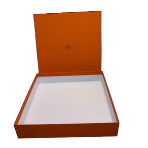 Hermes Gift Box, Empty Hermes Box with Tissue, Hermes Box 2&quot; tall x 10&quot; long x 10&quot; wide, Hermes Gift Box, Perfect