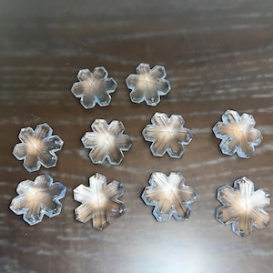 10 Faceted Flower Crystal Prisms, Vintage Glass Chandelier Flowers, 1 1/4&quot; Drilled Flowers, 1 1/4&quot; Faceted Rosette Flowers, Hanging Flowers