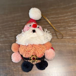 Adornos de Papá Noel de fieltro vintage, adornos de Papá Noel con ojo de Google, adorno de Papá Noel de fieltro vintage, adorno de Papá Noel decorado a mano