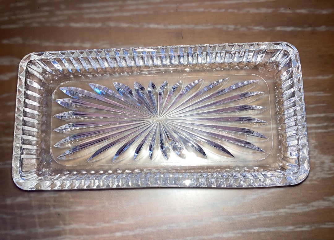 Vintage Vanity Tray, Glass Butter Tray, Vintage Small Vanity Tray