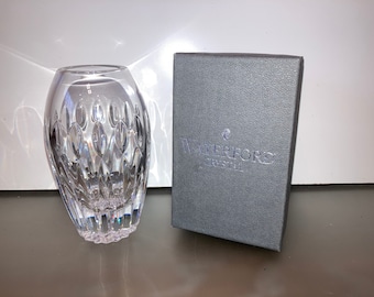 Waterford Society 1998, Jarrón pequeño, Jarrón para flores Waterford Society, Jarrón de cristal Waterford, Jarrón pequeño de 11,4 cm, Jarrón para flores Waterford, En caja, IMPECABLE