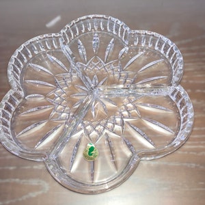 Waterford Lismore 3 Part Tray, Waterford Crystal Serving Tray, Vintage Lismore Clover Tray, Lismore 3 Pt Dish, MINT