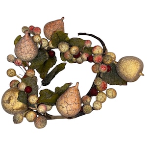 Vintage Beaded Fruit Garland, Beaded Fruit Candle Ring, Small Pieces Beaded Fruit Display, Wire Frame Beaded Fruit Garland,Beaded Faux Fruit