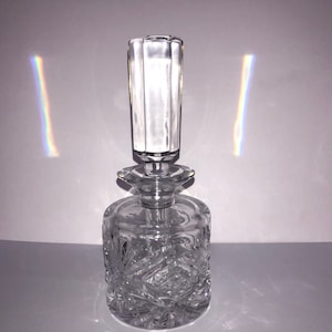 Vintage Crystal Perfume Bottle, Vintage Cut Crystal Perfume Bottle, Perfume Large Stopper Bottle, Vanity Perfume Bottle