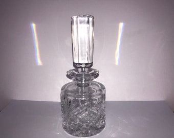 Vintage Crystal Perfume Bottle, Vintage Cut Crystal Perfume Bottle, Perfume Large Stopper Bottle, Vanity Perfume Bottle