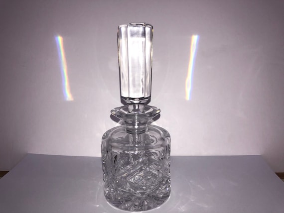 Vintage Crystal Perfume Bottle, Vintage Cut Crystal Perfume Bottle, Perfume Large Stopper Bottle, Vanity Perfume Bottle