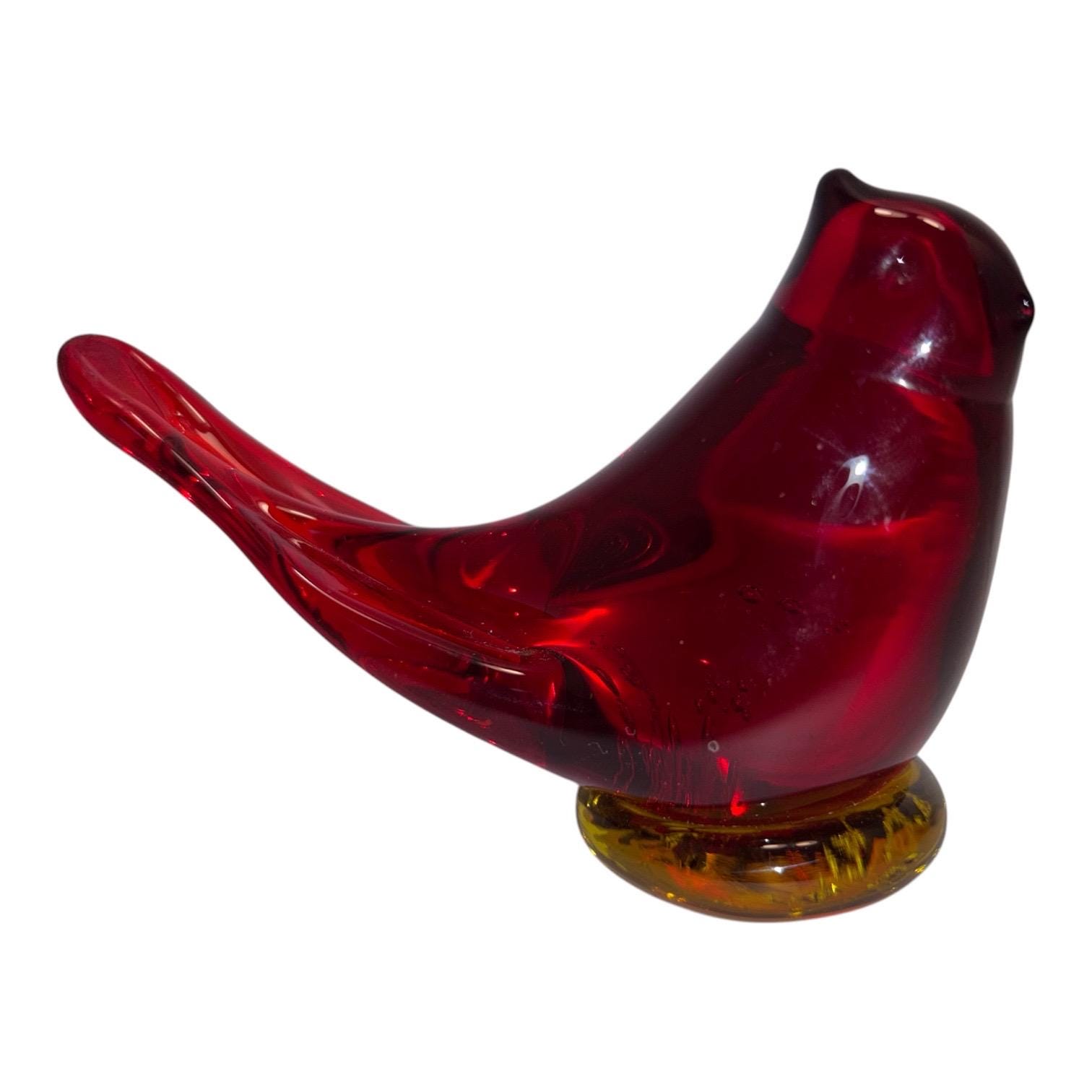 Vintage Red Glass Bird - Etsy