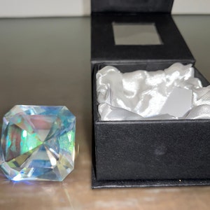 Oleg Cassini Iridescent Diamond Paperweight, Oleg Cassini Square Cut Diamond Paperweight, 2&quot; Square Cut Iridescent Diamond, New in Gift Box