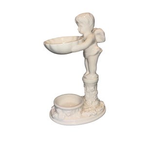 Vintage Avon kerubfigur, vintage signerad Avon 2003 kerub, Avon vitt votivljus, keramisk kerub, Avon kerub diffusor, oanvänd