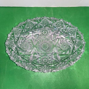 Antique American Brilliant Oval Dish, ABP Stars Cut Glass Relish Dish, ABP Deep Cut Glass Sawtooth 8" Dish, ABP Pinwheel Bowl, Very Good