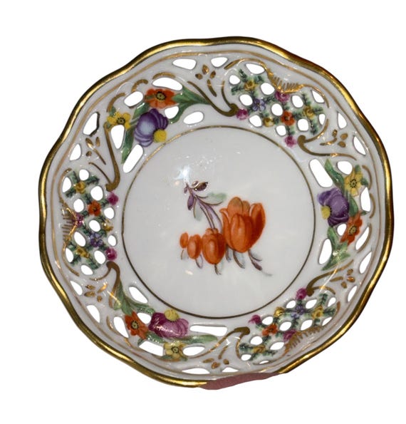 アンティーク シューマン ドレスデン 3インチ ボウル、アンティーク