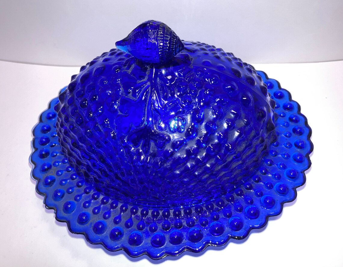 Vintage Hobnail Cobalt Blue Candy Dish Vintage Cobalt Glass Etsy