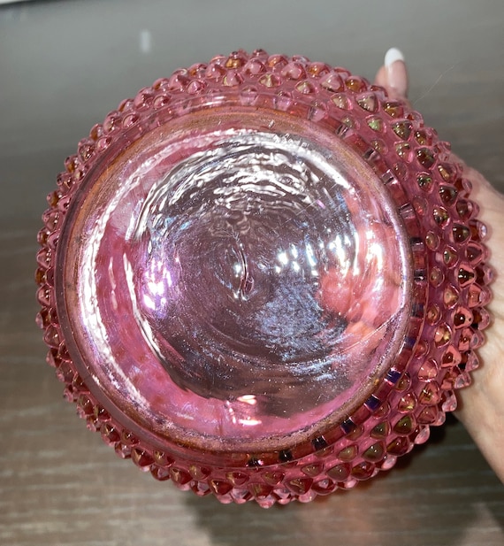 Fenton Cranberry Opalescent Hobnail Vase, Vintage Fenton Cranberry