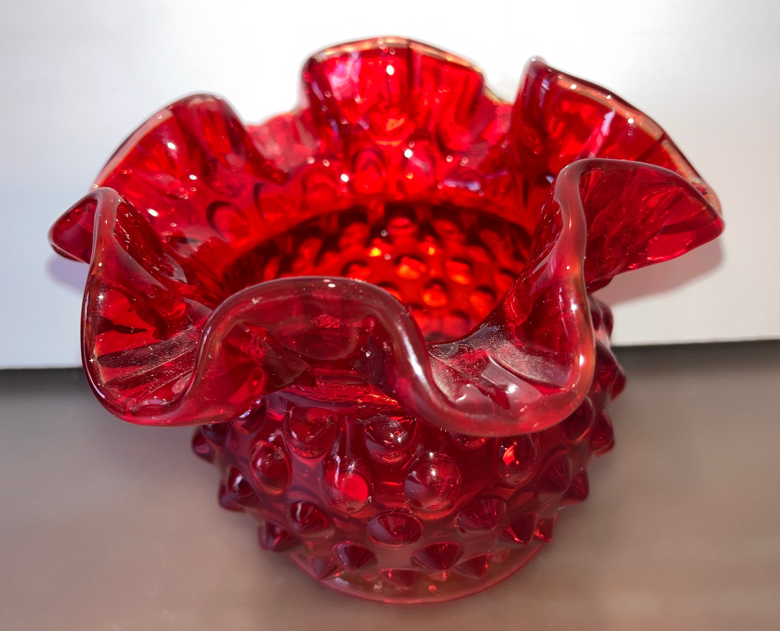 Fenton Orange Art Glass Hobnail Vase Vintage Fenton Orange Etsy