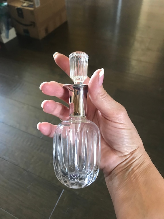 Atlantis Lead Crystal Perfume Bottle VTG Thick Clear Crystal Perfume Bottle
