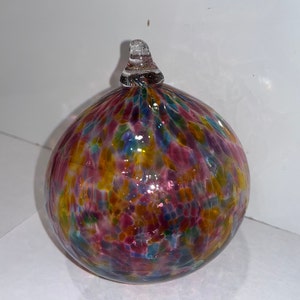 Art Glass Ornament Ball, Stained Glass Ornament Ball, Handmade Art Glass 4 1/2" Ornament, Hand Blown Stained Glass Looking Ornament, Mint