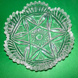 Antique American Brilliant Candy Dish, ABP Stars Cut Glass Dish, Hobstar 5&quot; Low Bowl, ABP Cut Glass Sawtooth Dish, Hobstar Scalloped Bowl