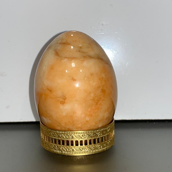 Natural Gold Marble Egg, Natural with Gold Marble Egg, Butterscotch Egg made in Italy, Marble Egg, Gold Peach Veined Egg