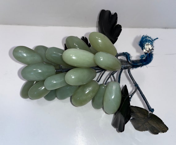 Vintage Jade Grape Bunch, Natural Polished Jade Grapes, Green