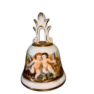 Vintage Capodimonte Porcelain Bell, Capodimonte Bell with Cherub Design, 1950 Italy Bell with Cherubs, Numbered Capodimonte Bell, Mint