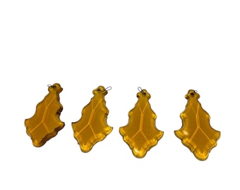 4 Antique French Pendalouge Crystals, Gold Pendalouge Chandelier Prisms, Antique 3" Gold Chandelier Crystals, Beveled French Prisms, READ