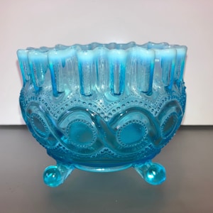 1906 Northwood Footed Dish, Antique Northwood Beads Cable Opalescent Vase, Northwood Blue Opalescent 3 Nut Dish, Northwood Opalescent Candy