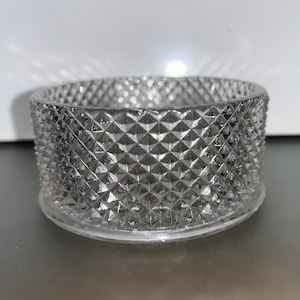 Vintage Diamond Powder Vanity Jar Bottom, Art Deco Clear Diamond Point Vanity Jar, Vintage Clear Dresser Jar No Lid, Art Deco Vanity, Mint