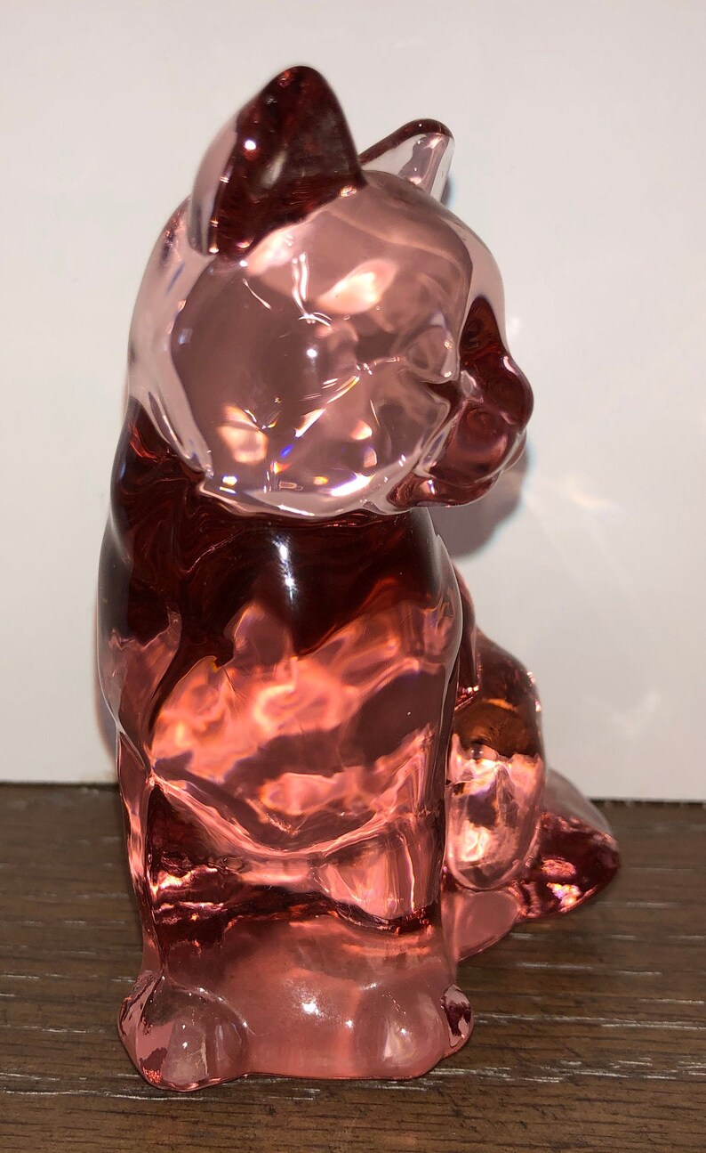 Fenton Pink Cat Figure Vintage Pink Glass Cat Fenton Pink Etsy
