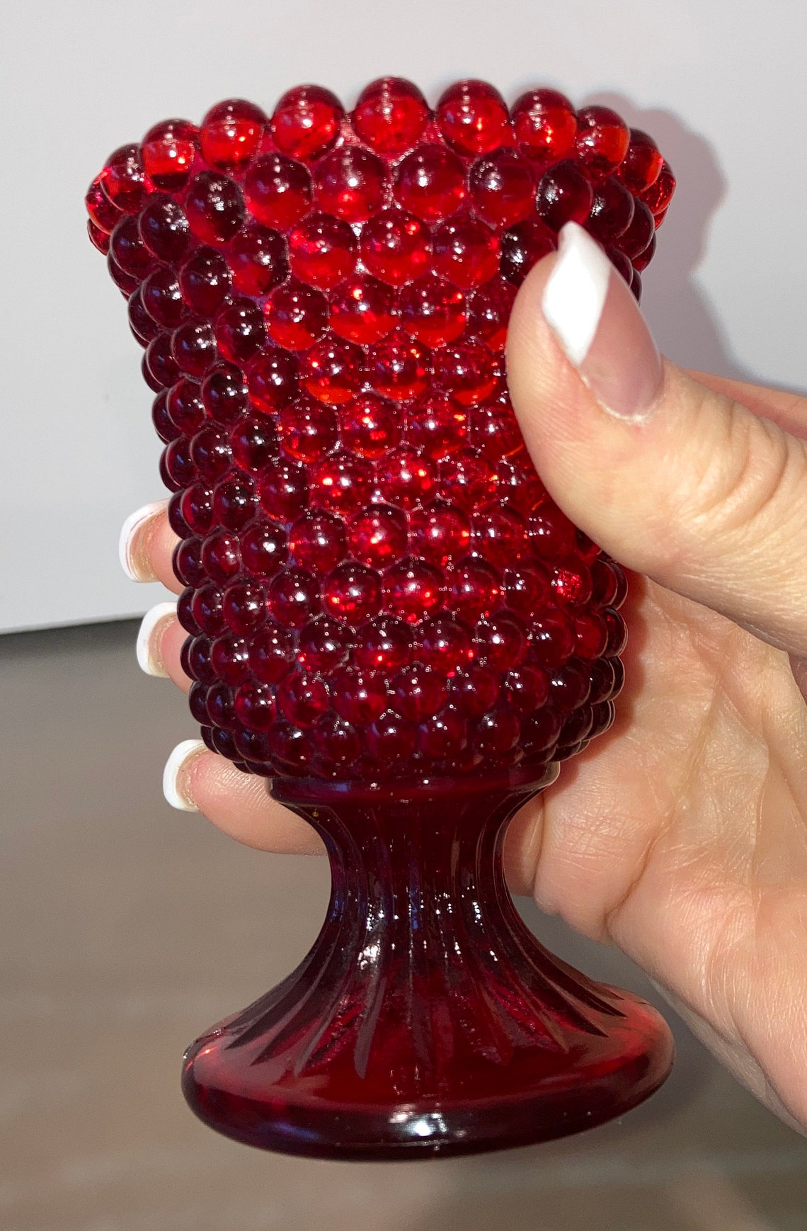 Fenton Ruby Red Hobnail Candle Holder Vintage Red 4 Etsy