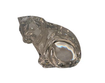 Waterford Cat Figurine, Waterford Large Cat figure, Waterford Animals, Waterford Cat Sculpture, Waterford Retired Cat, Waterford Mint
