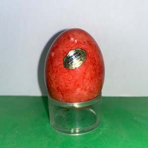 Beautiful Italian Terra Cota Marble Egg, Orange Rust Marble Egg Italy, Egg Signed made in Italy, Italian Marble Egg, Orange Rust Veined Egg