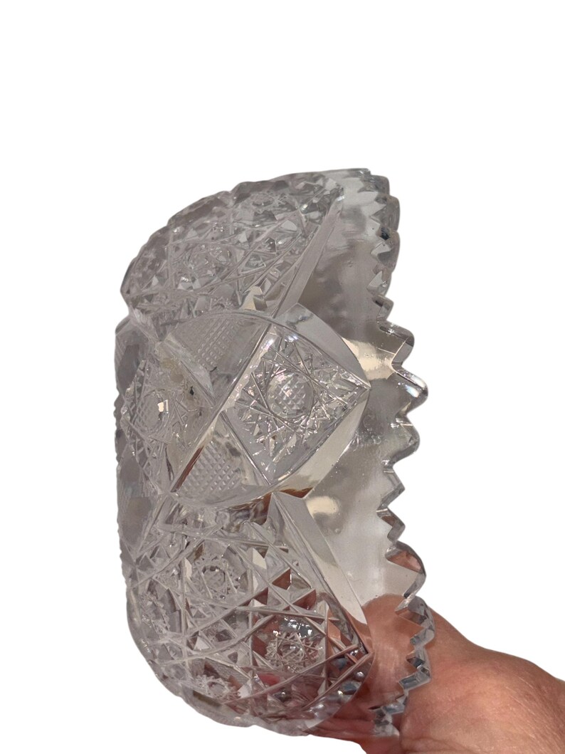 Antique American Brilliant Sawtooth Sauce Dish, ABP Stars Cut Glass ...