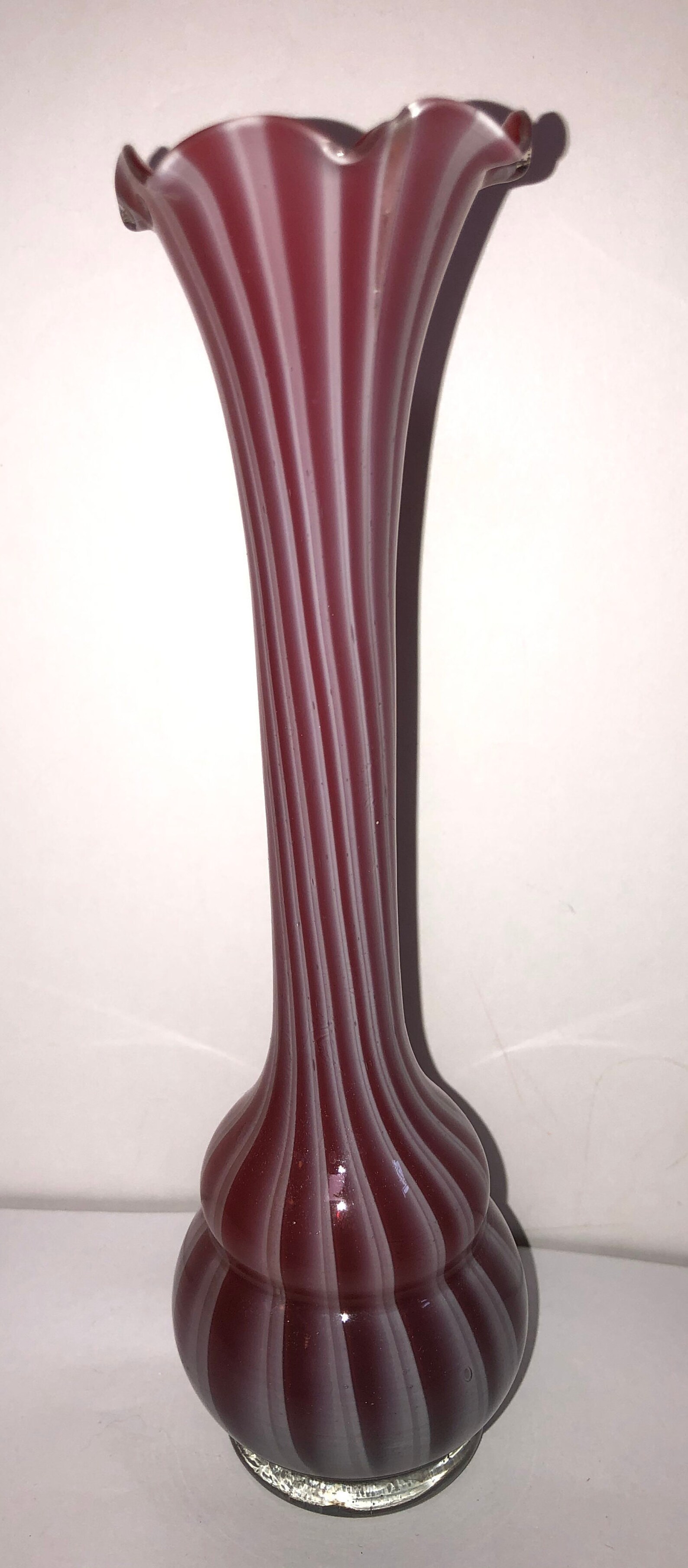 Glass Bud Vase Vintage Norleans White Orange Etsy