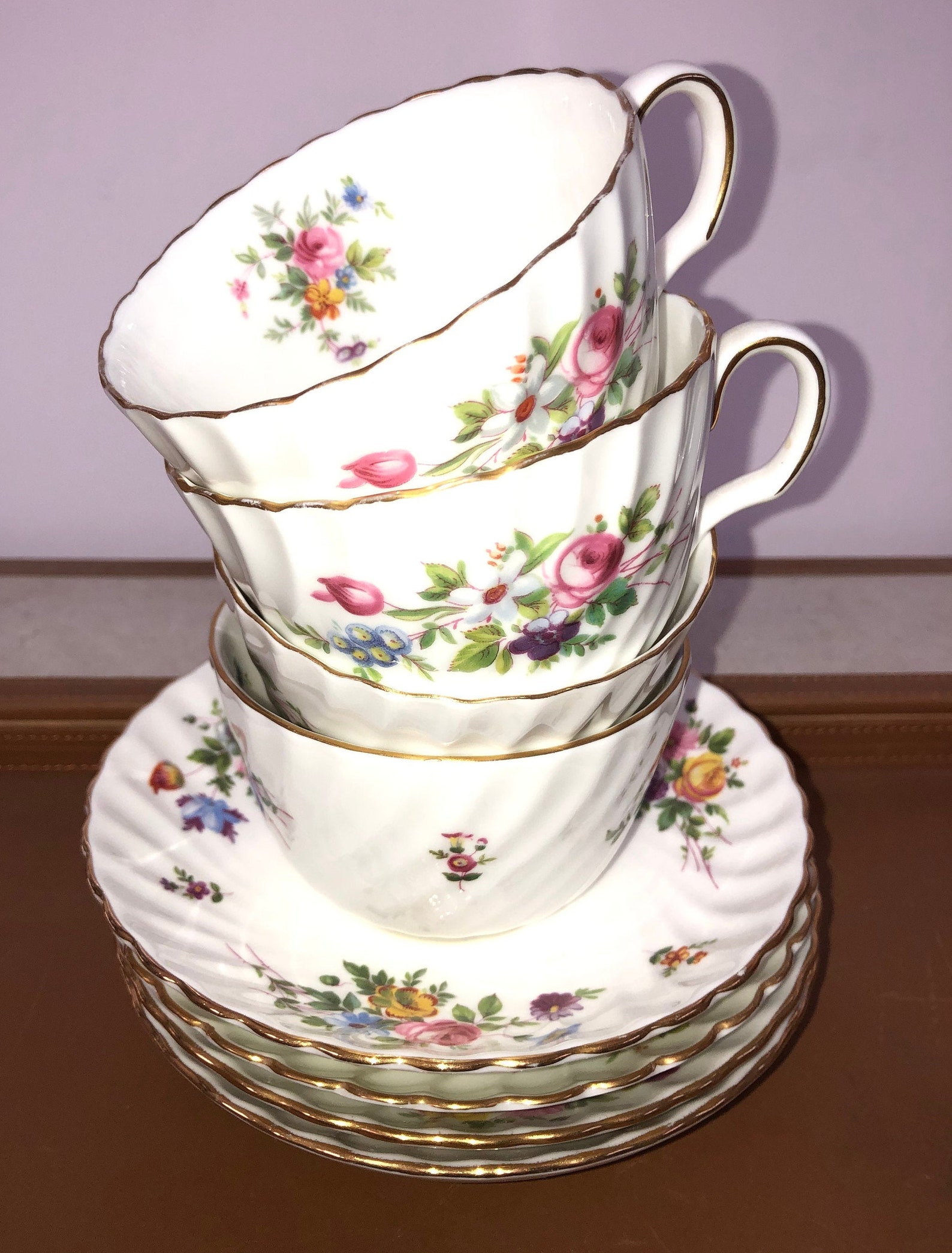 4 Minton Marlow Tea Cups English Bone China Cups and Saucers Etsy