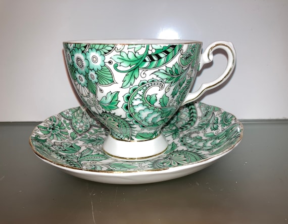 Royal Tuscan Tea Cup, Royal Tuscan Green Paisley, Green Paisley