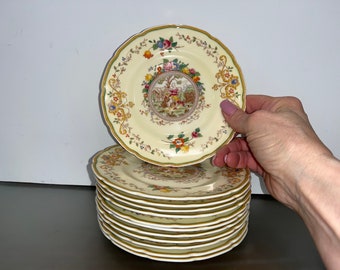 12 Royal Doulton The Marmion Brotteller, Vintage Englisches Knochenporzellan Royal Doulton, The Marmion, Royal Doulton Moriage, Mint