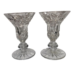 Pair of Waterford Giftware 5&quot; Candlesticks, Crystal Waterford Candle Holders, Waterford Footed Candlesticks, Waterford 5&quot; Candlesticks, Mint