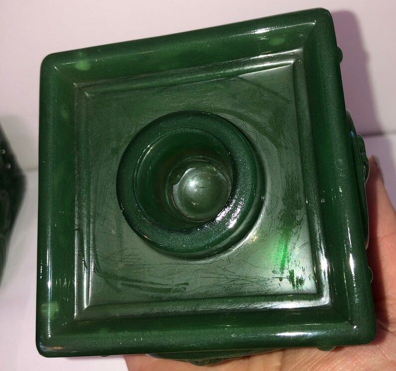 Pair of Imperial Glass Jade Candle Holders Imperial Glass Etsy