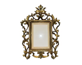 Antique Victorian Rococo Frame with Easel, Art Nouveau Photo 3 1/2" x 5" Photo Frame, Jennings Bros Victorian Gilded Frame, Gold Brass Frame